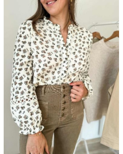 chemise gaz de coton fleurs