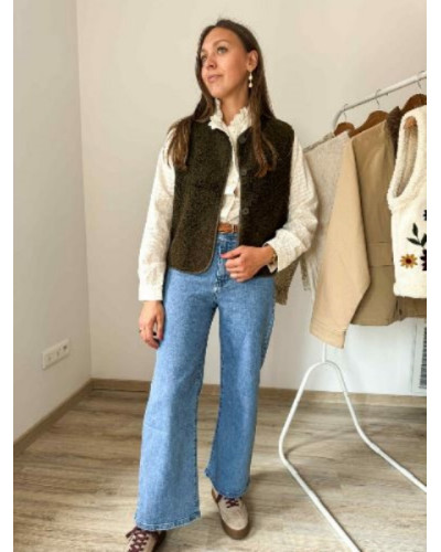 gilet bouclette kaki