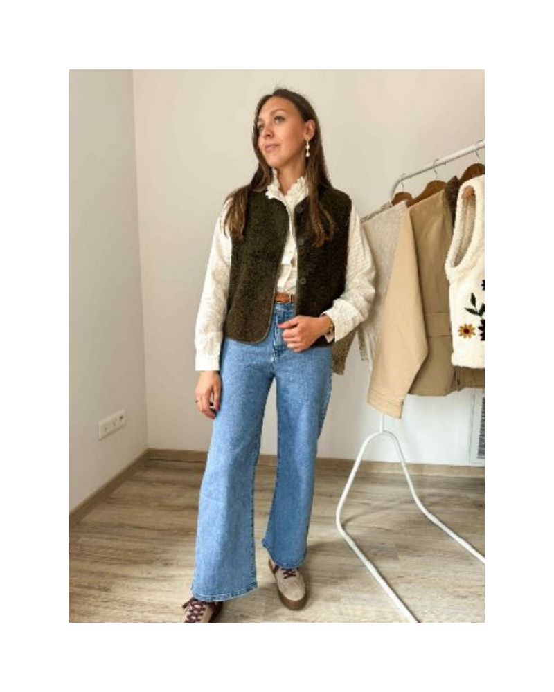 gilet bouclette kaki