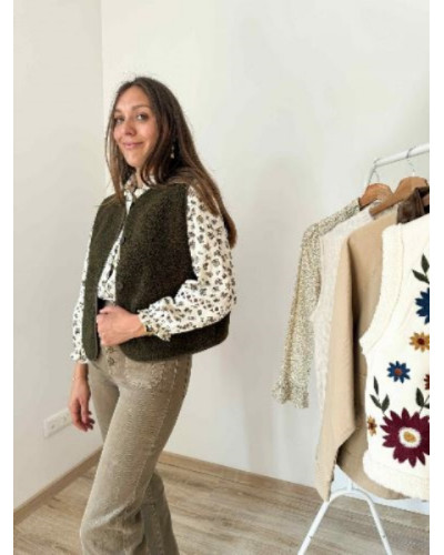 gilet bouclette kaki