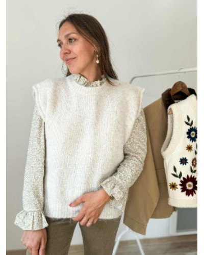 pull sans manche flowers
