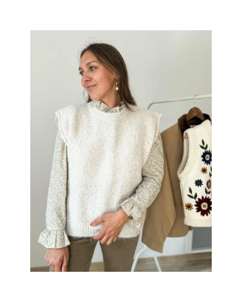 pull sans manche flowers
