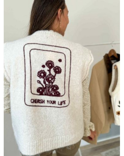 pull sans manche flowers
