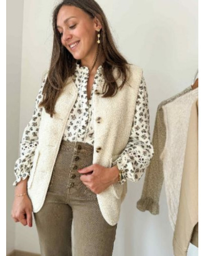 gilet bouclette ecru