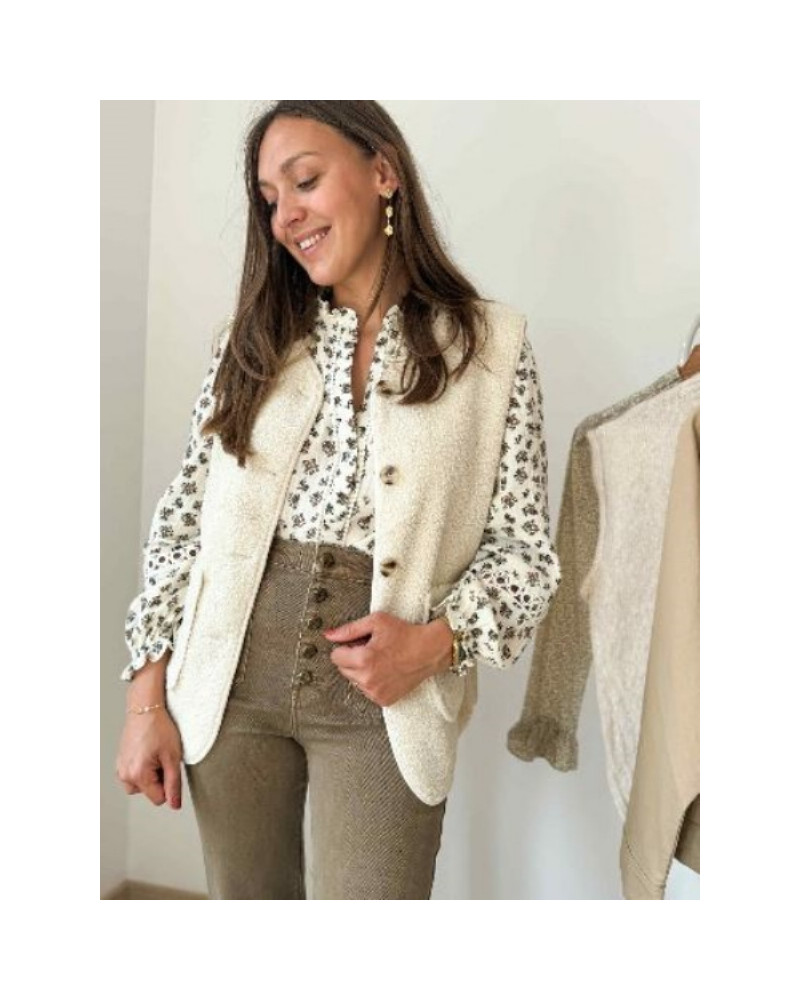 gilet bouclette ecru