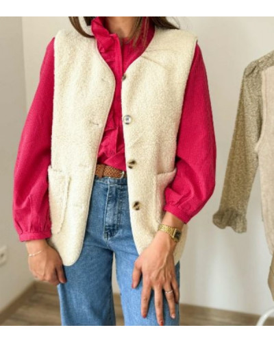 gilet bouclette ecru