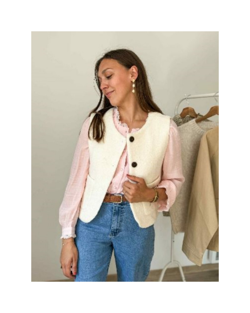 gilet ecru cintré