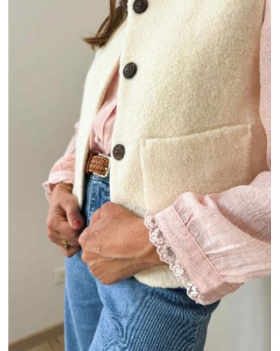 gilet ecru cintré