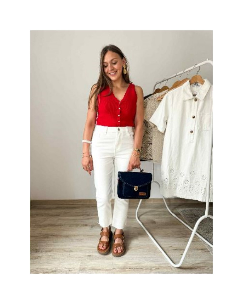 gilet maille rouge