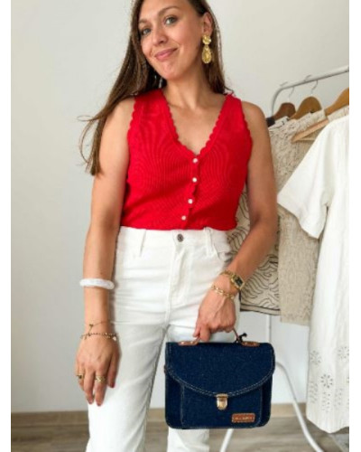 gilet maille rouge