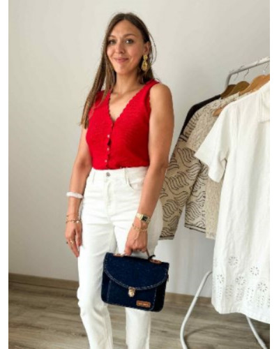 gilet maille rouge