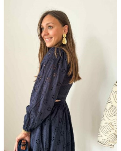 robe bleu marine broderie anglaise