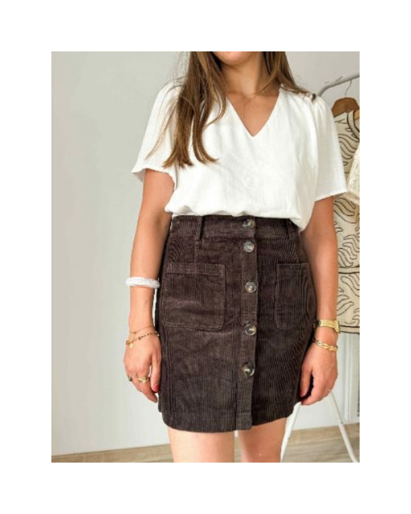 Jupe velour chocolat