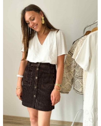 Jupe velour chocolat