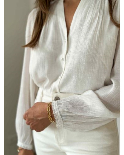 Chemise blanche boutons nacrés