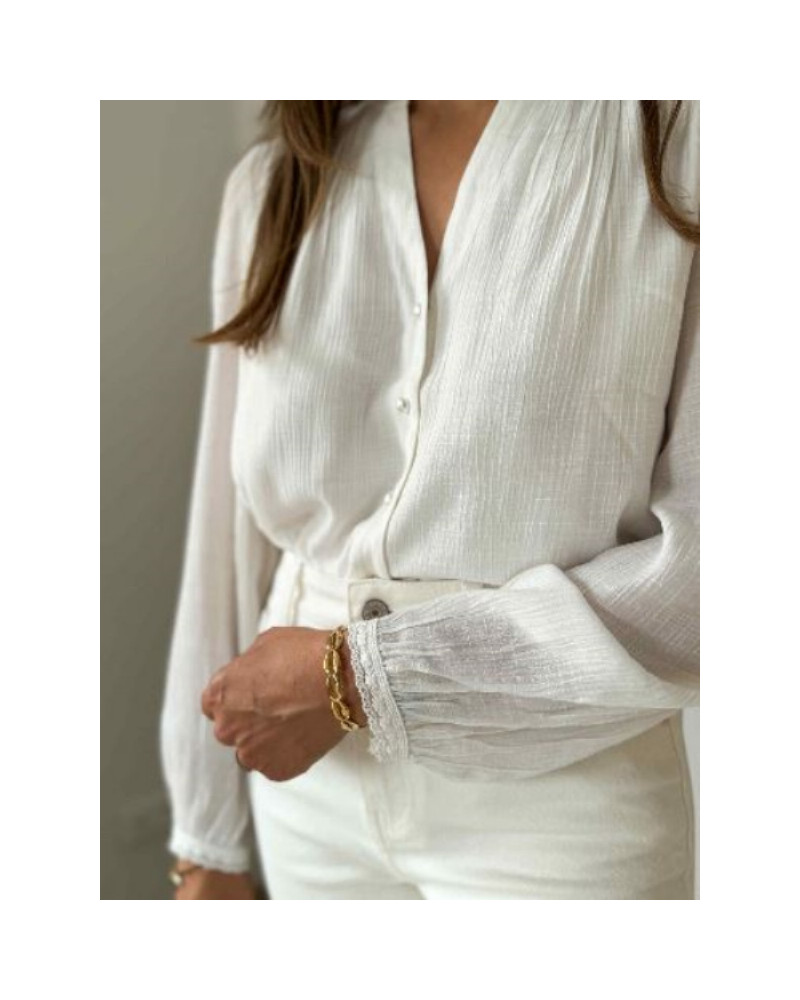 Chemise blanche boutons nacrés