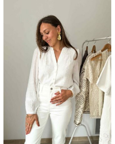 Chemise blanche boutons nacrés