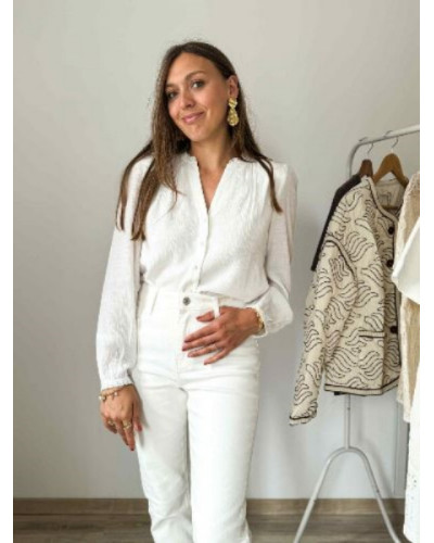Chemise blanche boutons nacrés
