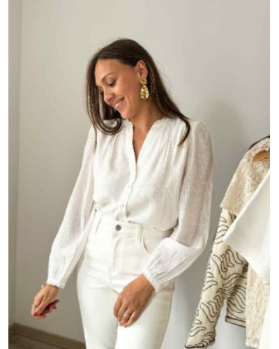 Chemise blanche boutons nacrés