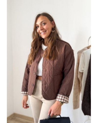 Veste matelassee reversible vichy marron