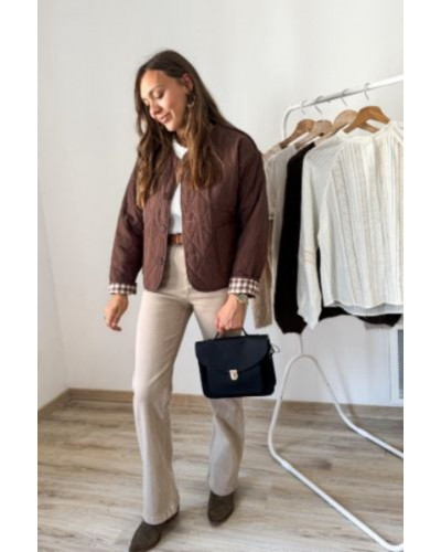 Veste matelassee reversible vichy marron