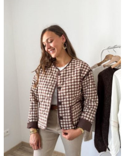 Veste matelassee reversible vichy marron
