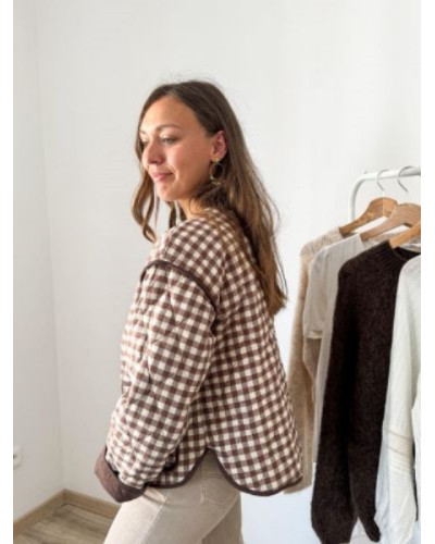 Veste matelassee reversible vichy marron