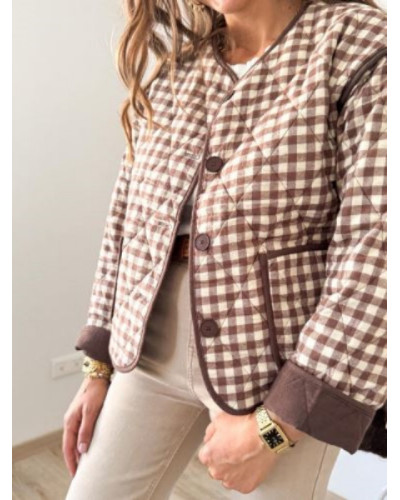 Veste matelassee reversible vichy marron