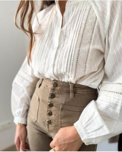 Chemisier broderie anglaise ecru
