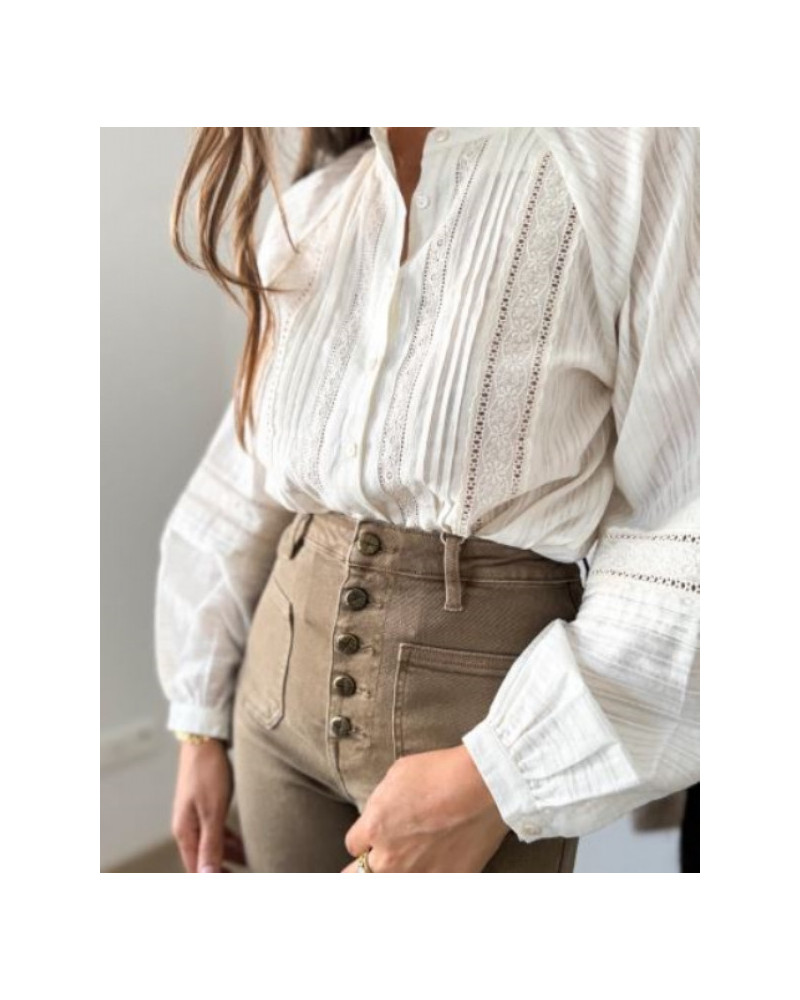 Chemisier broderie anglaise ecru