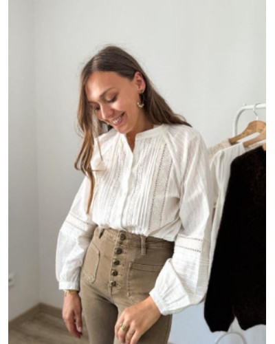 Chemisier broderie anglaise ecru