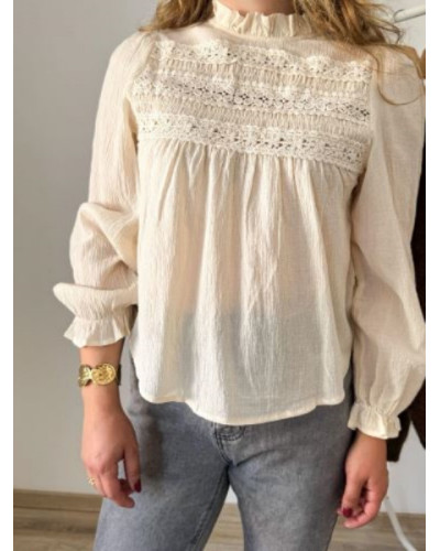 Blouse fluide boheme beige