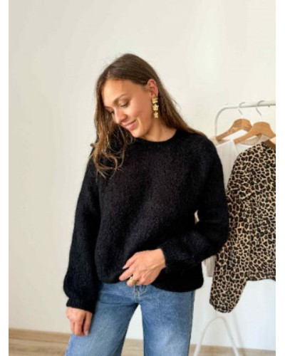 Pull col rond noir