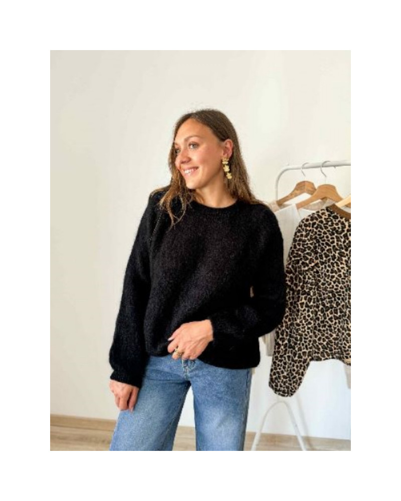 Pull col rond noir