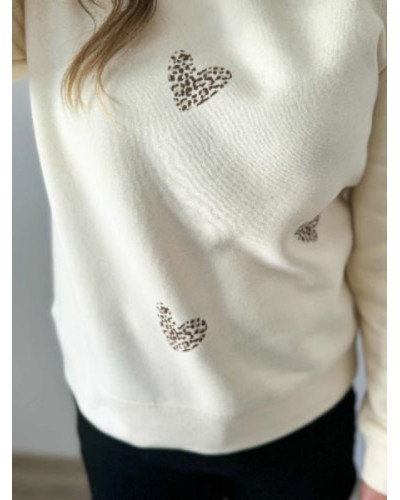 Sweat beige leopard coeur