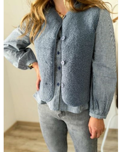 Gilet bouclette bleu ciel