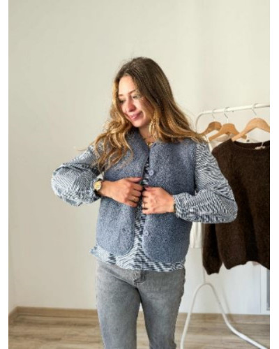 Gilet bouclette bleu ciel