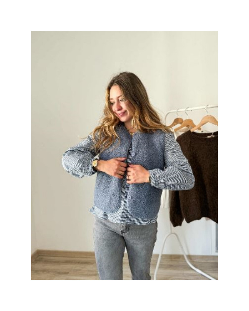 Gilet bouclette bleu ciel