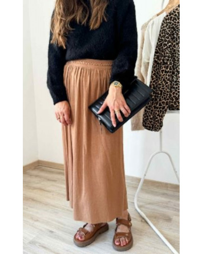 Jupe longue marron en lin