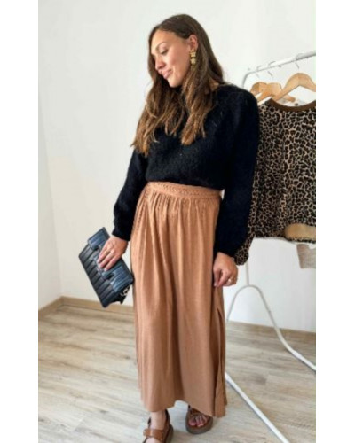 Jupe longue marron en lin