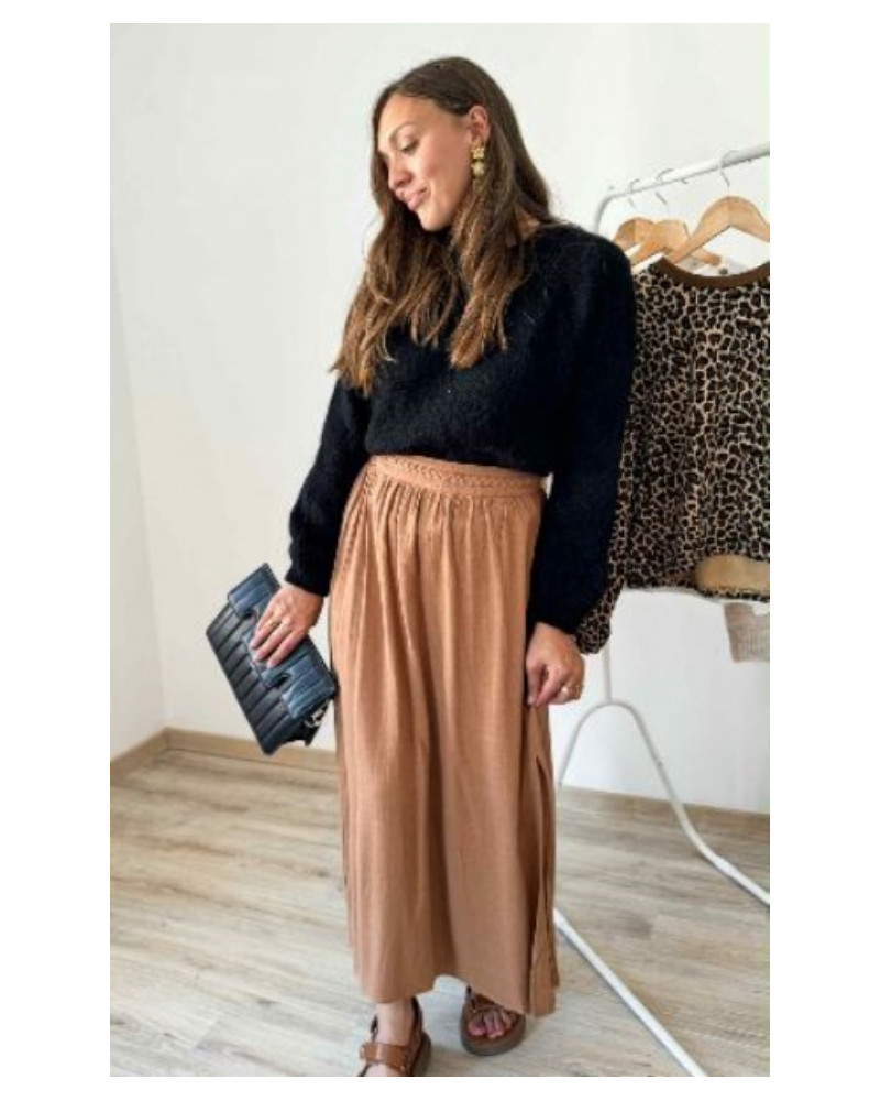 Jupe longue marron en lin