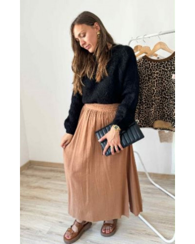 Jupe longue marron en lin