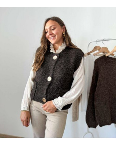 Gilet maille chocolat