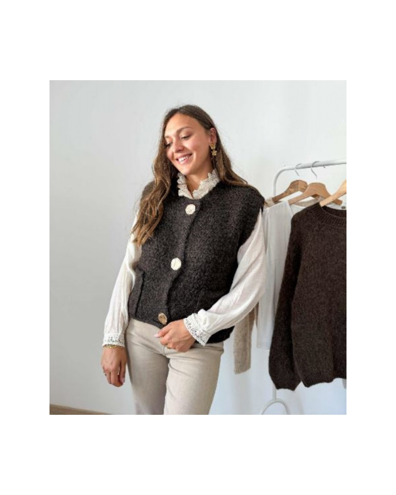 Gilet maille chocolat