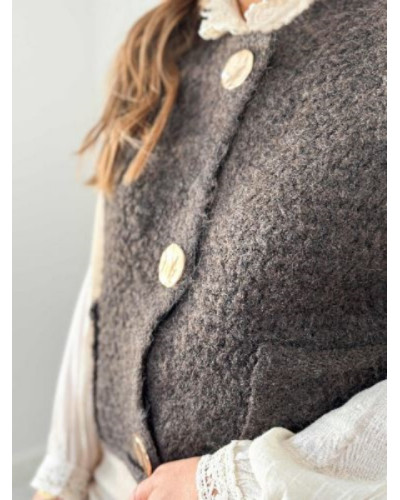 Gilet maille chocolat