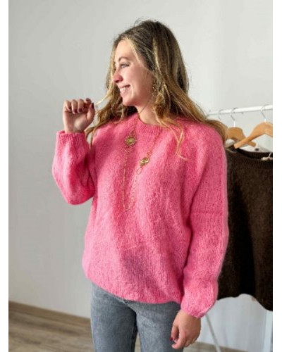 Pull col rond rose