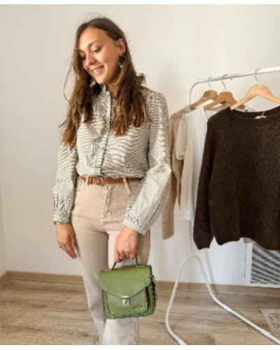 Chemisier vichy vert amande
