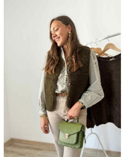 gilet bouclette kaki