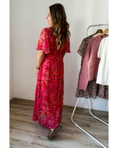 Robe longue fushia et orange