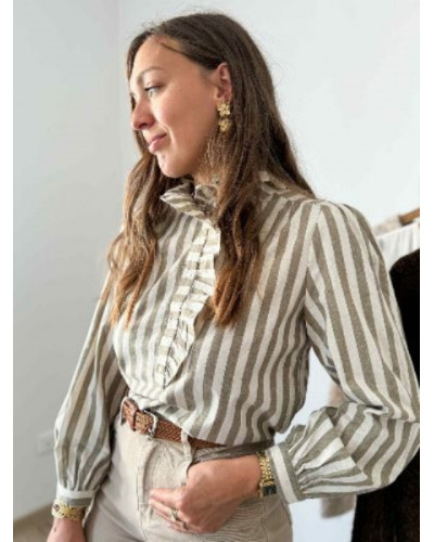 Chemise rayée kaki